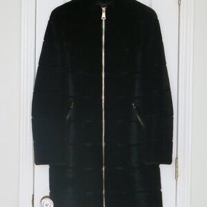Maximilian Sheared Black Rabbit Fur 3/4 Coat